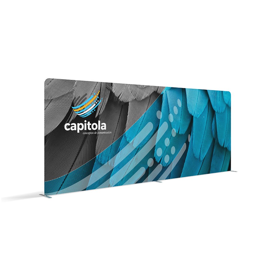 WaveLine Tension Fabric Display Wall for Trade Shows and Events angled view
