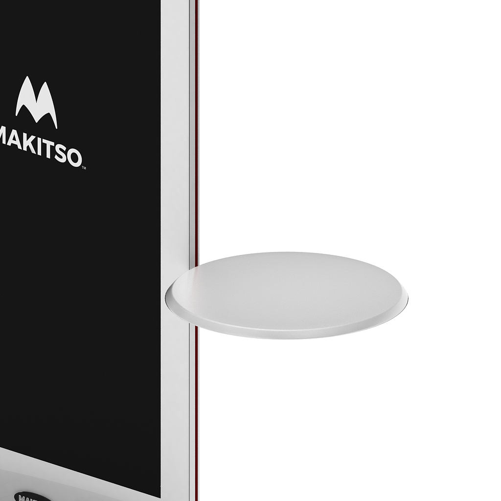 Makitso Blade Digital Signage Kiosk with circular shelf