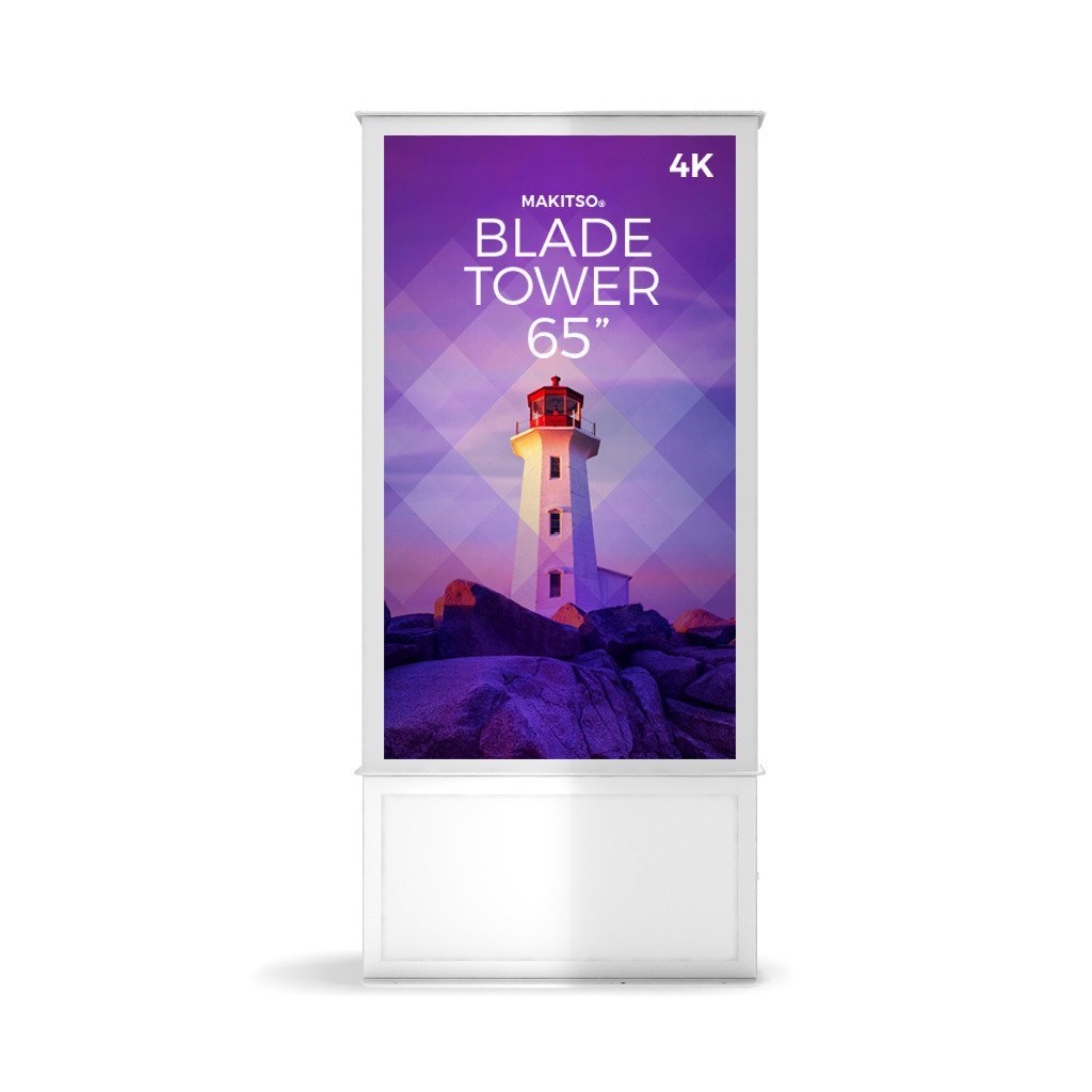 Makitso Blade Tower 65" Pro Digital Signage Kiosk in white