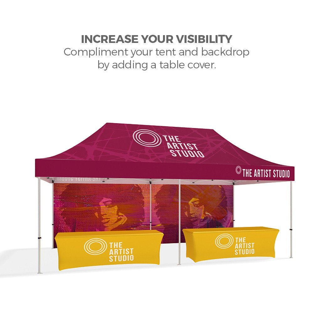 BrandStand® Outdoor Popup Canopy Tent 20ft with table covers