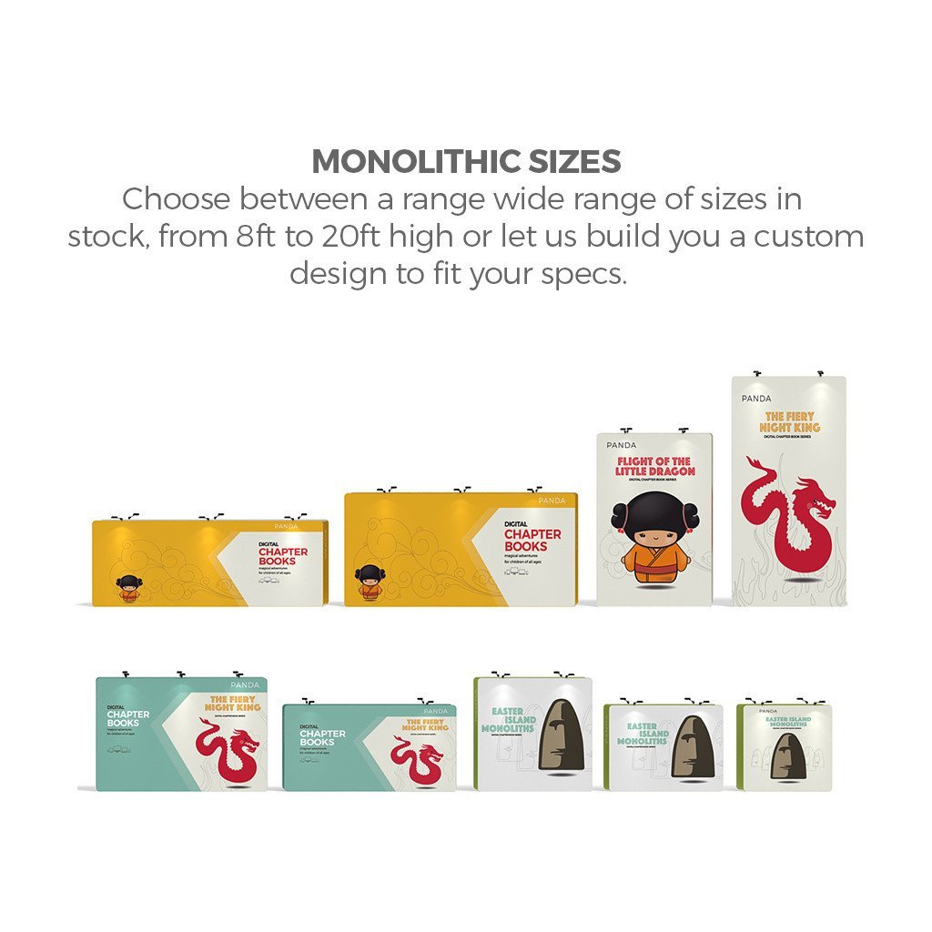BrandStand® Monolith Tension Fabric Display Wall 20x8ft sizes and shapes