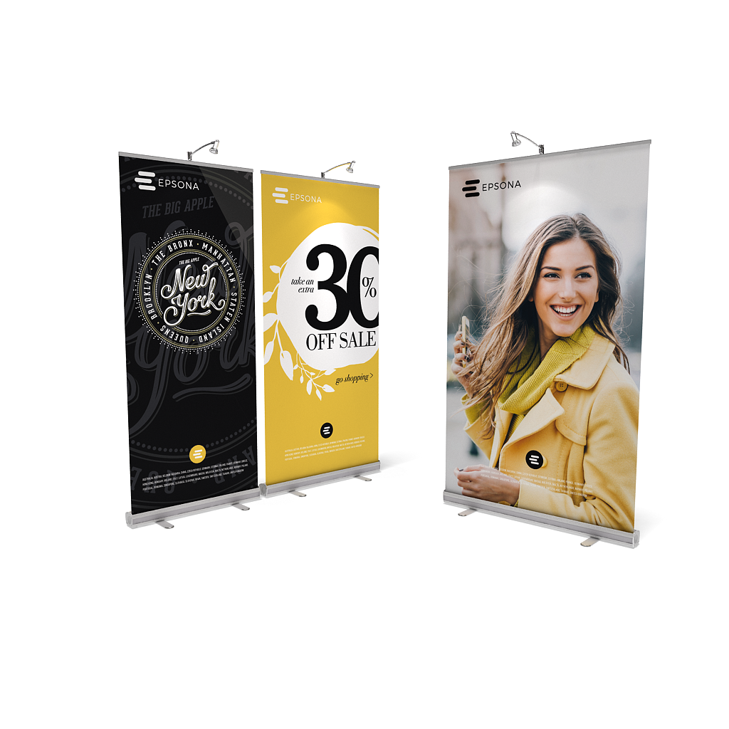 BrandStand® 1 Rollup Retractable Banner Stand Silver sizes