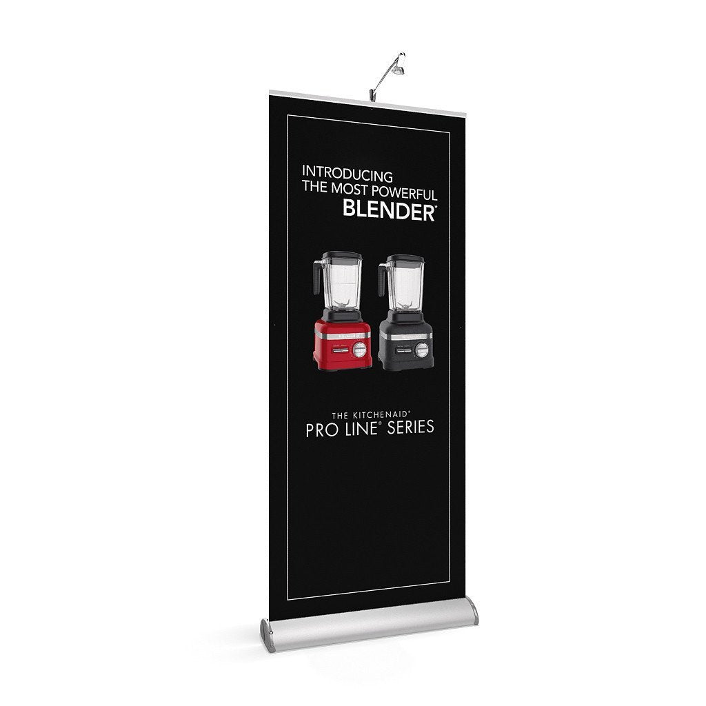 BrandStand 3.5 Rollup Retractable Banner Stand Silver with spotlight